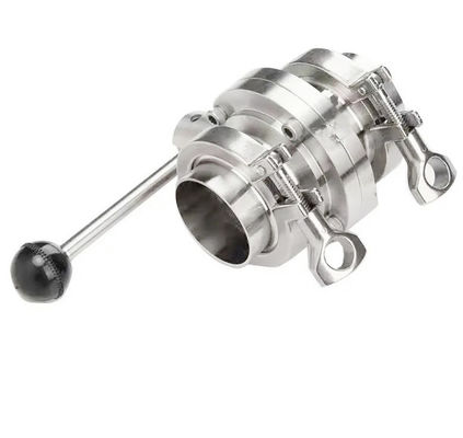 Válvula de borboleta manual de aço inoxidável, Tri-clamp Ferrule Completo